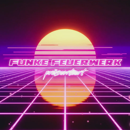 Produktvideo des Albert King of Bling Verbundfeuerwerks – 100 Schuss 25mm Effektdemonstration mit Titangold, Brokatweiden und farbenfrohen Blinkern